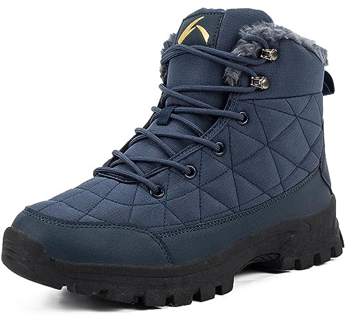 TORISKY Stivali Invernali Uomo Donna Scarpe Cotone Outdoor Impermeabili Trekking Caldo Piatto Caviglia Stivaletti Neve(T232-Blue 44EU)