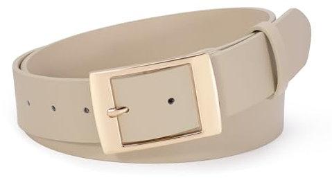 SUOSDEY Frauen Ledergürtel Damen Gürtel für Jeans Kleider Hosen mit klassischer Dornschließe,3.8cm Breite beige