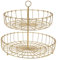 Otufan Obstkorb Für Gold - Hängende 2-Tier-Obstschale - Abnehmbarer Runder Hängender Obstkorb, 26.9 cm, Eisen, Platzsparende Küche, Für Haus, Küche, Party