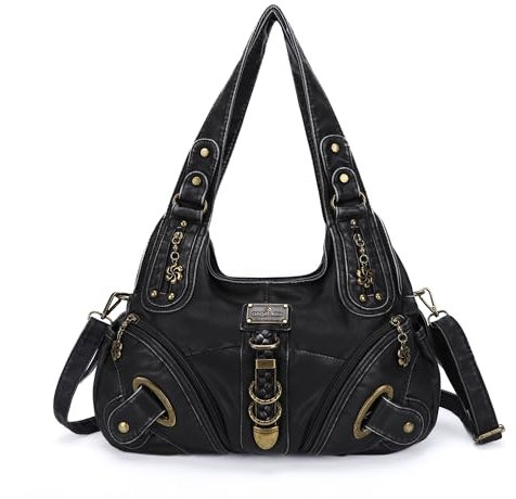 Angelkiss Hobo Geldbörsen und Handtaschen für Frauen Satchel Handtasche Frauen Geldbörsen Große Tägliche Schultertaschen, 801Black
