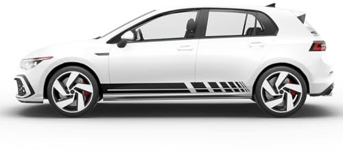 Auto-Dress Seitenstreifen Aufkleber Set/Dekor passend für VW Golf (210 Black Gloss)
