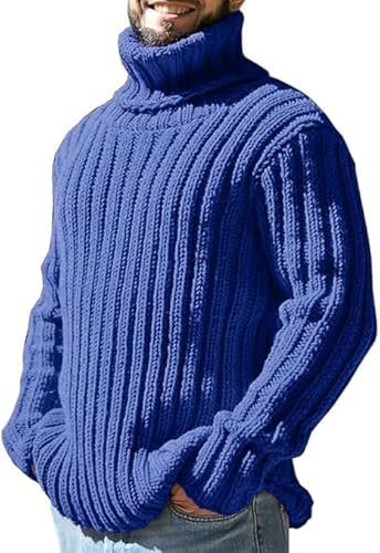 Générique Pull À Col Roulé pour Homme À Manches Longues en Laine Épaisse Torsadé Côtelé Couleur Unie Col Mi-Haut Chandail Automne Hiver sous-Pull Homme Cachemire