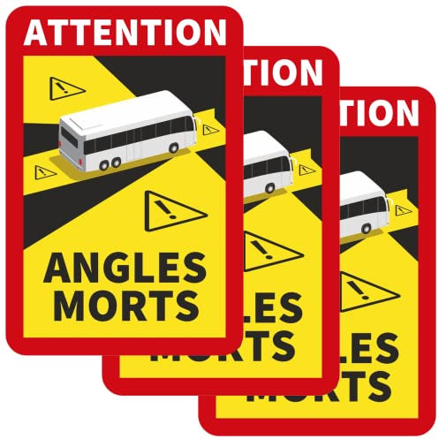 3X Toter Winkel Aufkleber Angles Morts Frankreich LKW Bus über 3,5 t Hinweis Sticker (Bus)