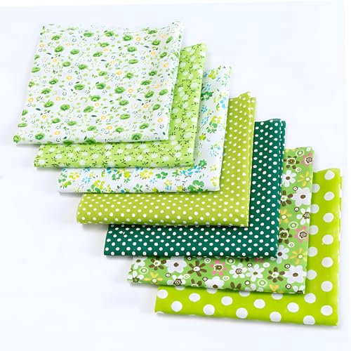 Stoffpaket, Stoffquadrate aus Baumwolle, Patchwork-Blätter, 50 x 50 cm, Schnittmuster, Viertelstoffe, Baumwollstoff für DIY, Nähen, Quilten, Tücher, Basteln, Scrapbooking, Kunsthandwerk (grün)