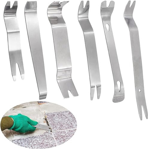 6er Pack Pflasterstein Werkzeug Pflasterstein Extraktionswerkzeug aus Edelstahl Pflasterstein-Entfernungswerkzeug Pflasterstein Hebewerkzeug mit Mehrzweck-Tasche für Garten, Rasen, Hof, Terrasse