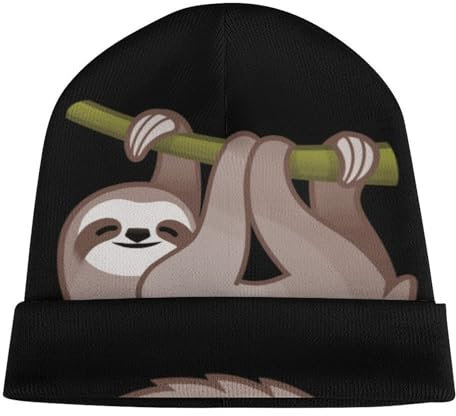 Warme Bequeme Herren- und Damenmützen und Mützen, Zweig Cartoon Faultier Beanie