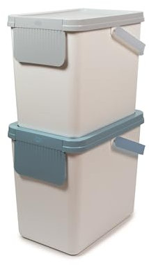 Snips Set of 2 Recycling Bins for Separate Waste Collection 2 x 25 liters, Waste Bins Kitchen, White Color, Rubbish Bin 26 x 36 x 43 cm, Made in Italy, 0% BPA and phthalate-free.