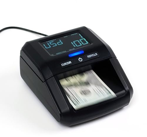Falschgeld-Detektor-Maschine mit LCD-Display, tragbar, kompakt, USD/EUR/GBP/MXN, Adding Machine, Total Value & Adding Funktion, Netzkabel & wiederaufladbarer Akku, von Better Office Products