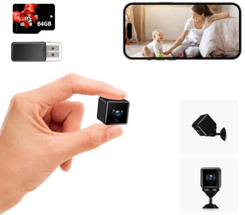 Bextgoo Spy Camera, with 64GB Memory Card, 4K HD Wide Angle, Wireless WiFi, Small Hidden Camera, Mini Spy Cameras with APP, Motion Detection, and Night Vision