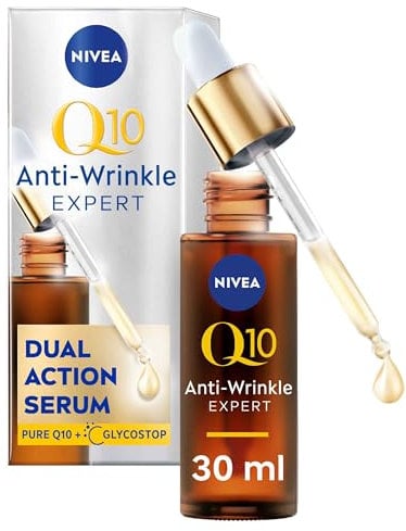 NIVEA Q10 Anti-Wrinkle Expert Dual Action Serum (30ml), Anti Ageing Face Serum for Women with Pure Q10, Visibly Reduces and Prevents Wrinkles