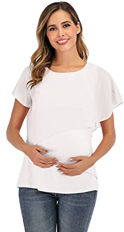 Hauts d'allaitement Vetement Grossesse et Maternité D'été Manches Courtes T-Shirts et Tops Maternité Top Allaitement Femme Tee Shirt Femme Enceinte