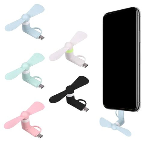 Mini Ventilador USB,Ventilador USB 2 En 1 Tipo C,5Pcs Ventiladores De Teléfono Mini Portátil USB,Hojas De Ventilador Tipo C De Viaje,Mini Ventilador Portable Del Teléfono Móvil,Ventiladores Portátiles