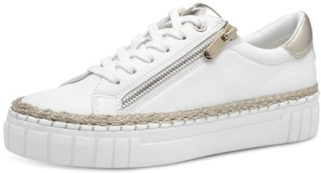 MARCO TOZZI Damen Plateau Sneaker mit Reißverschluss Bequem, Weiß (White Comb), 39 EU