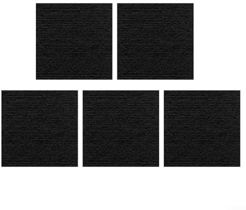 Pack Of 5 Self Adhesive Carpet Tiles, 30 X 30 Cm, Enhance Comfort And Style In Your Space(black)
