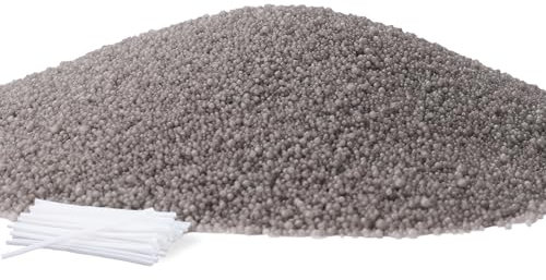 Ovaletta Kerzensand 800 g Grau, Kerzensand mit Docht, Kerzenwachs, mit 20 Stück Kerzendocht (5 cm), Pflanzliches Wachs, Perlenwachs