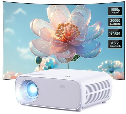 2024 Neues Hochleistungsbeamer, unterstützt Switch und PS5 ohne Verzögerung, Beamer mit WiFi und Bluetooth, 20000 Lumen 4K-Unterstützung, Full HD 1080P Auflösung, (Hochhelligkeitsversion)