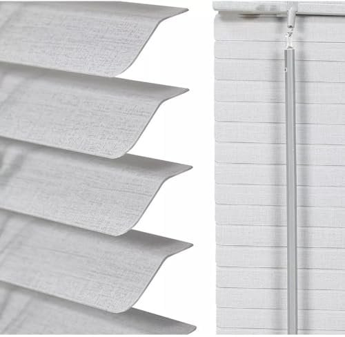 PVC Window Venetian Blinds Strong Trimmable Easy Fit Child Safe Home Office Blind Black Cream White Silver Teak And Natural (Grey (L-Shape), 165 x 150 cm)