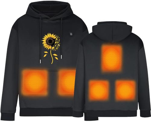 KHIRVWL Beheizbarer Hoodie Unisex Clearance, Beheizbare Pullover Herren Frauen Langarm Baumwolle Beheizte Kapuzenpullover Elektrisch Beheizbare Sweatershirt Mit Kapuze Erwachsene Mantel Mit Heizung