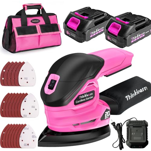 THINKLEARN 20V Cordless Detail Sander with 2Pcs Batteries and Charger