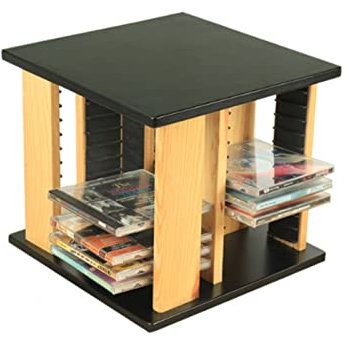 Rotating DVD CD Storage Rack Holder Organizer Shelf for Desktop Record Collection Box
