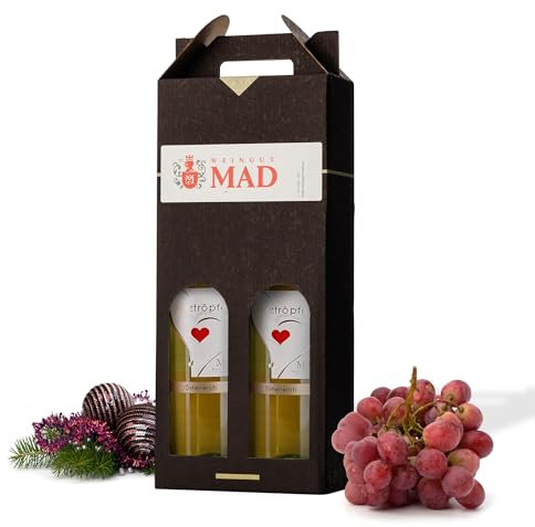 Weingut MAD Wein-Geschenk-Set 'Herztröpferl' | 2x Weiß-Wein lieblich | Geschenke für Wein-Liebhaber | Wein-Geschenke für Frauen & Männer | Wein-Präsent