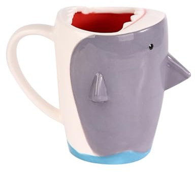 JINBIXIANGDJKS Tazza A Forma di Squalo con Nastro in Ceramica Sottosmalto, Manico Carino E Strano for La Casa