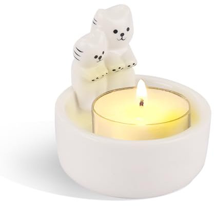 Aphromirel Katzen Kerzenhalter Cartoon Katzen Teelichthalter Cute Katzen Deko Geschenk Deko Katzen Geschenke für Papa Mama Frauen Katzenliebhaber für Wohnzimmer Heimdekoration