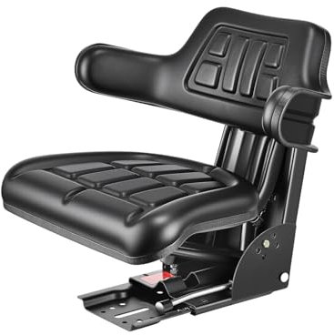 VEVOR Siège de Chariot Élévateur Universel, 61x51x51 cm, Siège de Tracteur de Suspension Étanche, Capacité de Charge 50 à 130 kg, avec Dossier Réglable, Micro-interrupteur, pour Chargeur, Bouteur