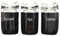 BML Ceramic Tea Coffee Sugar Canisters Set kitchen storage Container Canister jars with Silver Bow Lid for Home Kitchen Other Sweet Treats Kitchen Accessories (Black)
