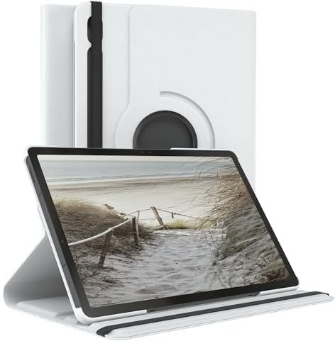 EAZY CASE - Tablet Hülle für iPad Galaxy S10 FE Schutzhülle 10,9 Zoll Smart Cover Tablet Case Rotationcase zum Aufstellen Klapphülle 360° drehbar mit Standfunktion Tasche Kunstleder Weiß