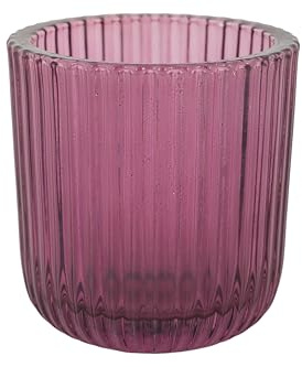 Cosy Home Lot de 6 Bougeoirs en Verre Ribs, Violet, 9X9Xh9Cm