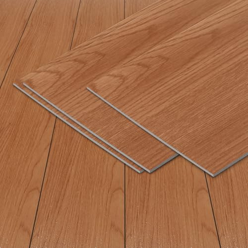 Jaxguom 91.44 cm x 15.24 cm x 2 mm PVC Bodenbelag Vinylboden Selbstklebend, 5 ㎡/ 36 Fliesen Selbstklebende Vinyl-Fliesen wasserdicht, Holzoptik, für Küche, Badezimmer, Holz braun