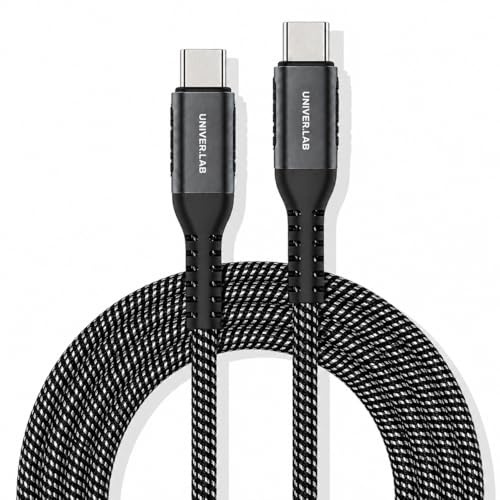UNIVER.LAB Cavo USB-C a USB-C 2m 100W PD3.0, Ricarica Rapida, Nylon Intrecciato, Chip E-Marker Compatibile con iPhone 15/16/17 iPad Pro Air MacBook Samsung Galaxy S25 S24 S23 Pixel (2 metri)