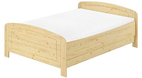 Erst-Holz® Seniorenbett extra hoch 140x200 Doppelbett Holzbett Massivholz Kiefer Bett mit Rollrost 60.44-14 M