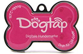 Dogtap Solid, digitale Hundemarke Knochen, mit NFC-Chip und QR Code für Kontaktdaten und Steckbrief, PVC, Metall, wasserfest, robust, 41,6 x 28,5 x 4,6 mm