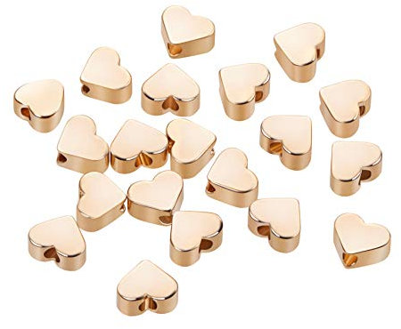 BENECREAT 20 STUCKE 18K Gold plattiert Perlen Metallperlen fur DIY Schmuckherstellung und andere handwerkliche Arbeiten - 4.5x5x2.5mm, Herzform