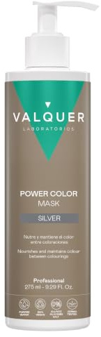 VALQUER Power Color Plata Mascarilla Capilar | 275 ml | Potenciador de Color para Cabello Teñido o Natural | Coloración Temporal con Ingredientes Naturales Sin Sulfatos | Vegano
