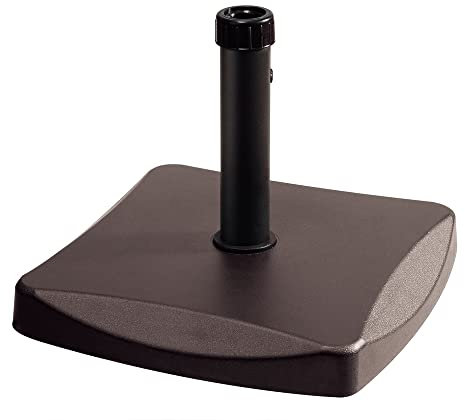 LOLAhome Base de Parasol Marrón de 25 kg de Cemento | De 45x45x7cm con Tubo de Acero | para parasoles de Tubo Ø 35 a 48 mm | Pintura Resina epoxi Anticorrosión | para Exterior, jardín, terraza