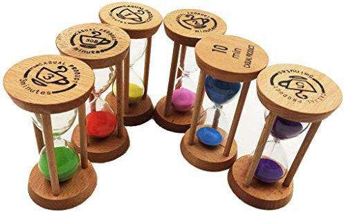 Lot de 6 sabliers Ronds en Bois pour Enfant
