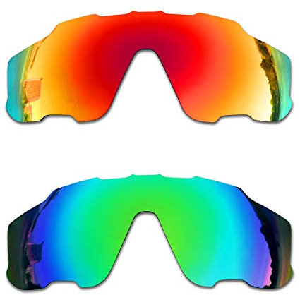 SOODASE Para Oakley Jawbreaker Gafas de sol Rojo/Verde 2 Pares Lentes de repuesto polarizadas