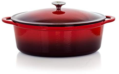 Megachef Schmortopf, Emaille, Gusseisen, 7 Quart, Rot