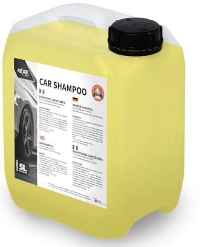 Workfirst - Shampoing Nettoyant Voiture Efficace Sans Trace et Haute Brillance Economique et Concentré - Lavage haute pression ou Mains 5 L