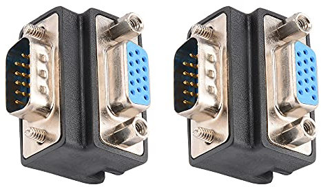 J&D DB 15 90 Grad VGA 15 Pin Adapter, 2er Pack D Sub 15 Nickelbeschichteter Stecker Rechtwinkliger VGA 15-poliger Adapterkoppler-Konverter