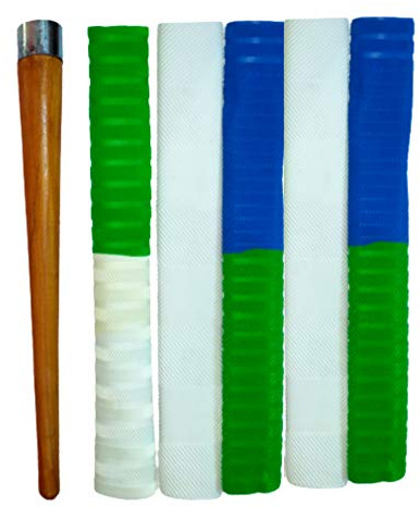 Kalindri Sports Set of Wooden Grip Applicator Gripper Cone and 5 Cricket bat Grips Multicolour (Dynamite - Pyramid)