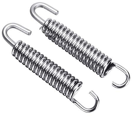 Motorrad Auspuff Feder,Asudaro 2 Stück Motorrad Edelstahl Auspuff 65mm Auspuff-Federspanner Federhaken Verbindungsrohre Auspuff Feder Haken für Motorrad Roller ATV, Silber,Silber