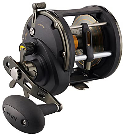 PENN Squall II Level Wind Konventionelle Angelrolle, Schwarz Gold, 50LW, Squall II Level Wind