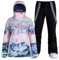 Damen Ski Jacken und Hosen Snowboard Schneeanzug Mantel Warm Kapuze Wasserdicht Winddicht Isoliert, Blau Rosa Schwarz, Small