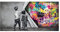 Cuadros Banksy Art Graffiti Leinwand Malerei Hinter Dem Vorhang Kunst Poster Drucke Wandbilder für Wohnzimmer Zuhause 70x140cm (28x55in) Rahmenlos