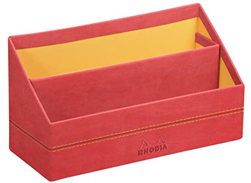 Rhodia 194614C - Briefablage 25x10x14cm, aus Kunstleder, elegant und praktisch, 1 Stück, Korallenrot