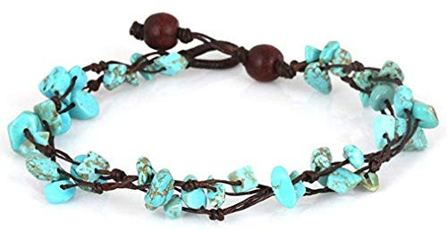 Bracelet de cheville en turquoise tressé - Style bohème - Confortable et respectueux de l'environnement
